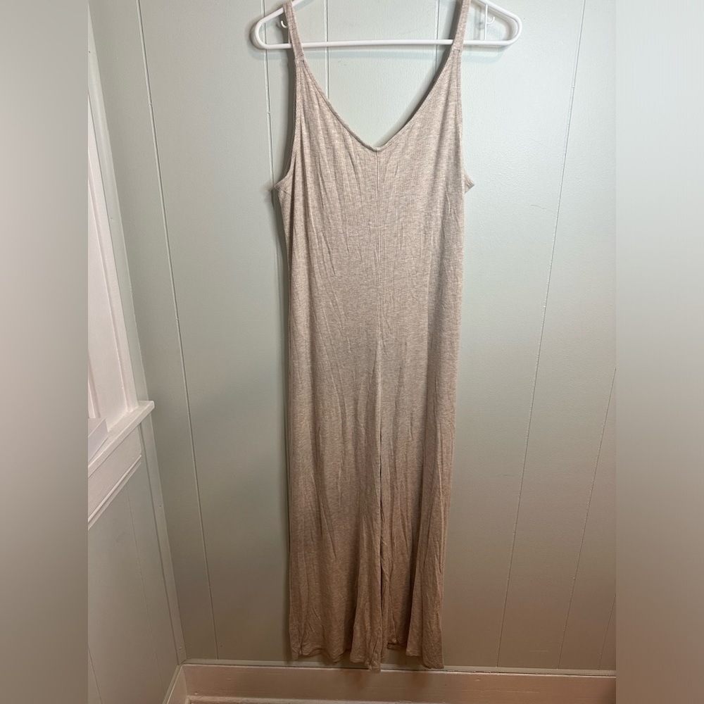 Tranquil & True Beige Ribbed Jumpsuit
